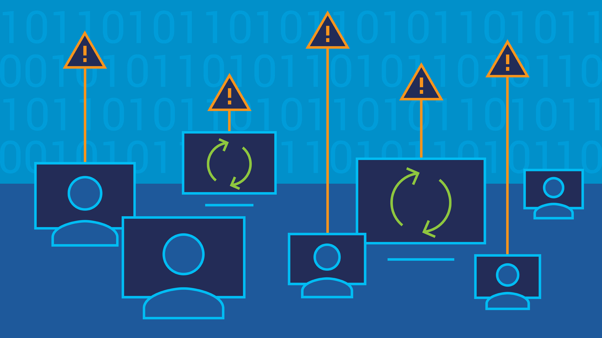 Image of multiple computers giving errors.